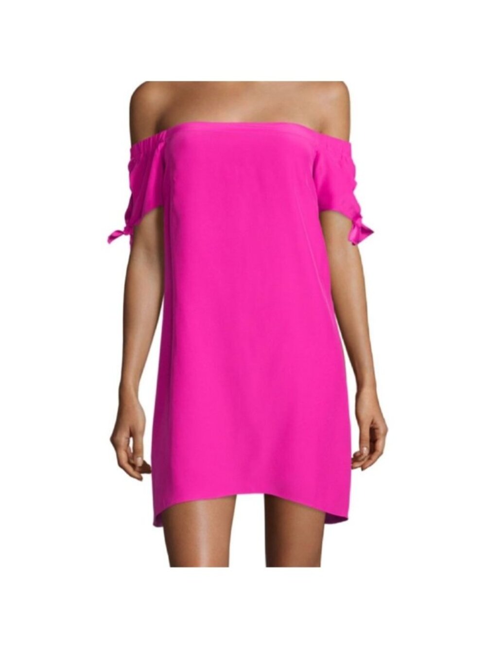 Amanda Uprichard 100% Silk Off The Shoulder‎ Mini Dress Pink Size S